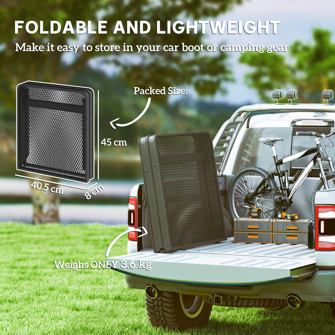 3 ft Folding Camping Table w/ Adjustable Heights, Portable Lightweight Outdoor Folding Picnic Table with Metal Mesh Desktop & Aluminium Legs for Picnic, Garden, Party, Black