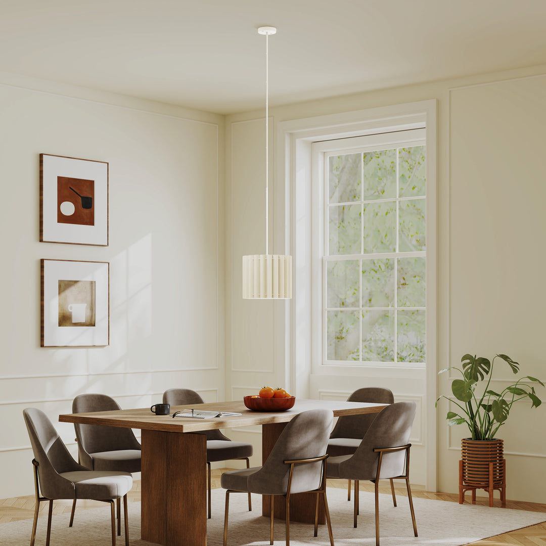 Linen Pendant Light, Modern Wave Ceiling Light Shade, E27 Lampshade for Living Room, Bedroom, Kitchen, Hallway, White