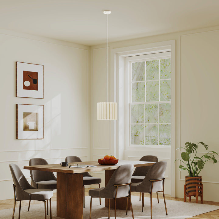 Linen Pendant Light, Modern Wave Ceiling Light Shade, E27 Lampshade for Living Room, Bedroom, Kitchen, Hallway, White