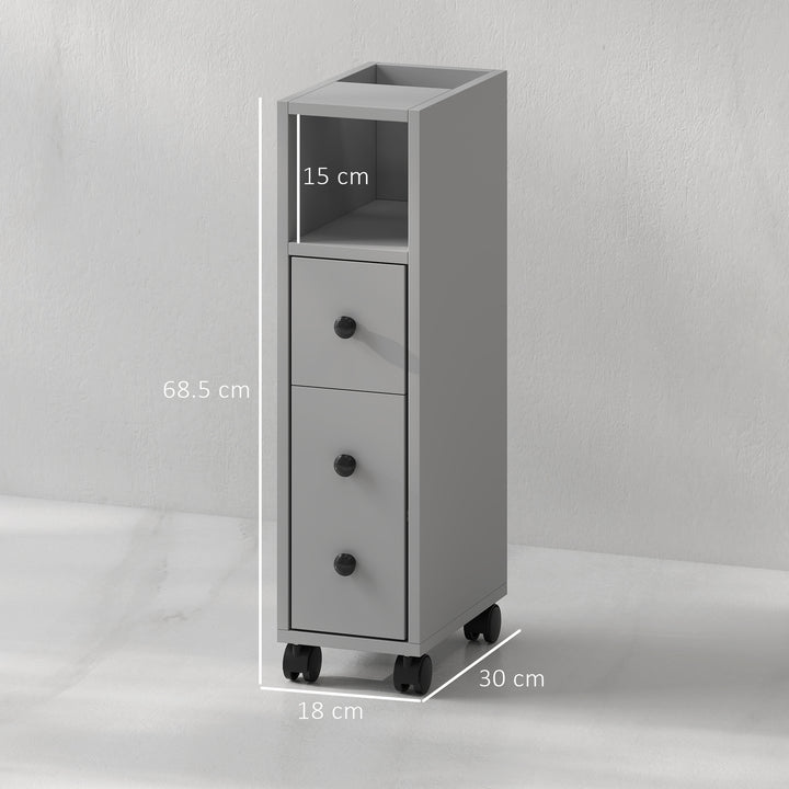 Slimline Bathroom Storage Cabinet - Grey