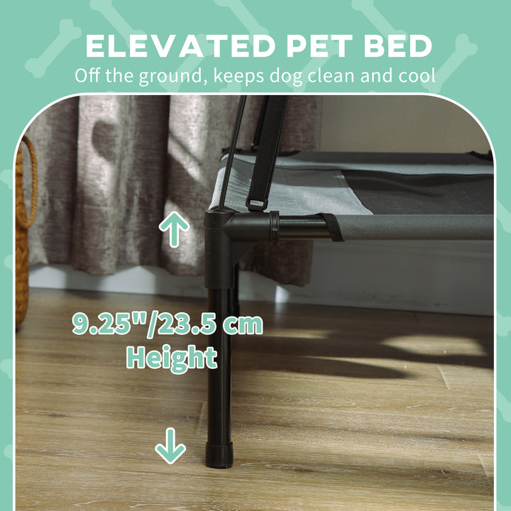 Raised Dog Bed Waterproof Elevated Pet Cot with Breathable Mesh UV Protection Canopy Grey, for XL Dogs, 122 x 92 x 108cm