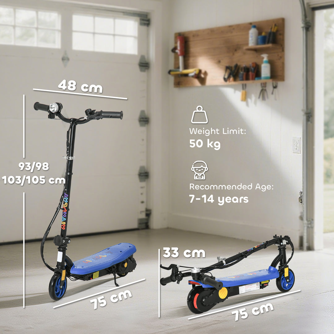 MCL Foldable Electric Scooter, with LED Headlights, for Ages 7-14 Years, Blue