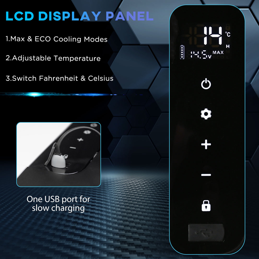 12V Car Refrigerator w/ LED Light & Foldable Handles, 25L Portable Compressor Cooler, Fridge Freezer with 12/24V DC and 110-240V AC for Campervan RV Boat Travel
