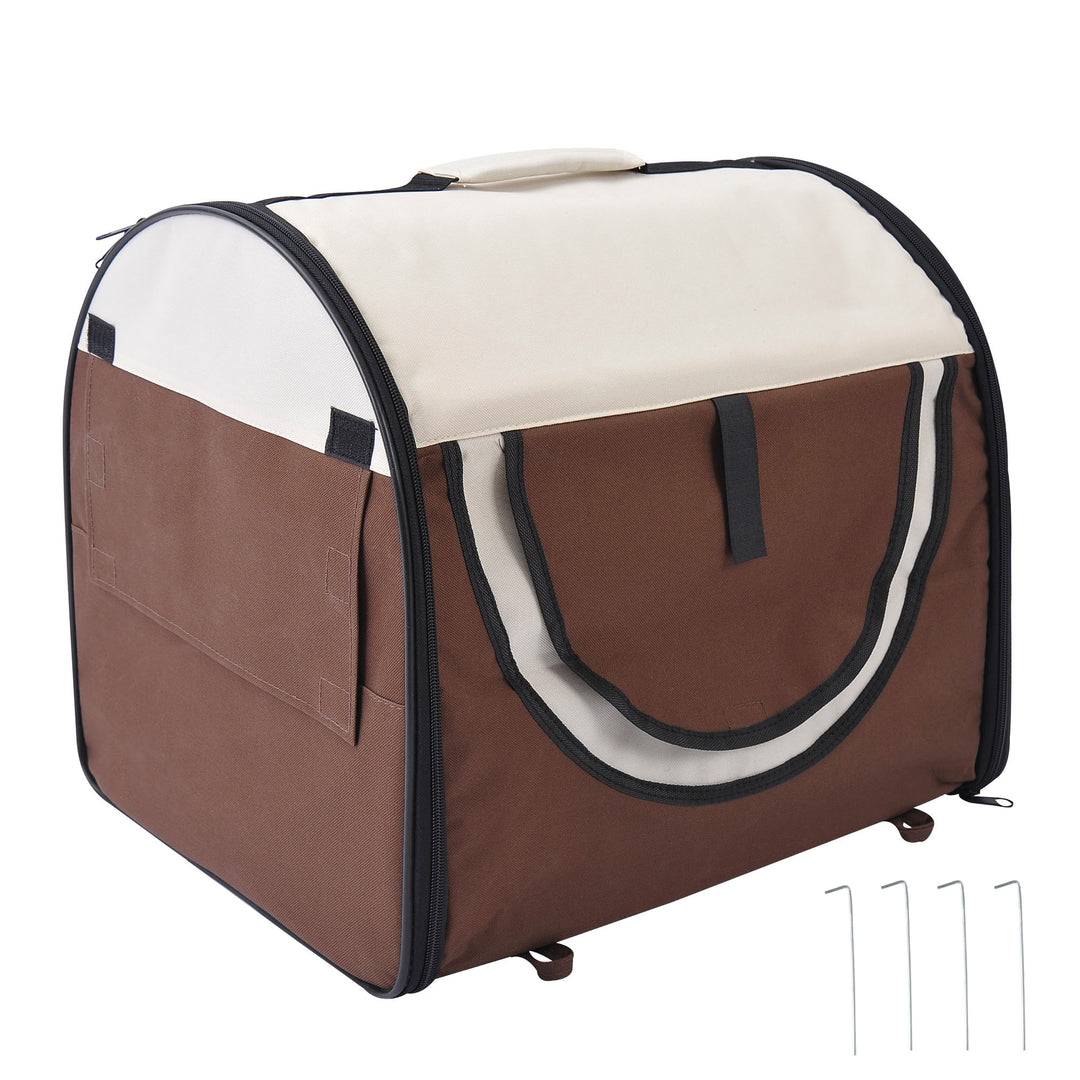 Folding Fabric Soft Pet Crate, 46Lx36Wx41H cm - Brown