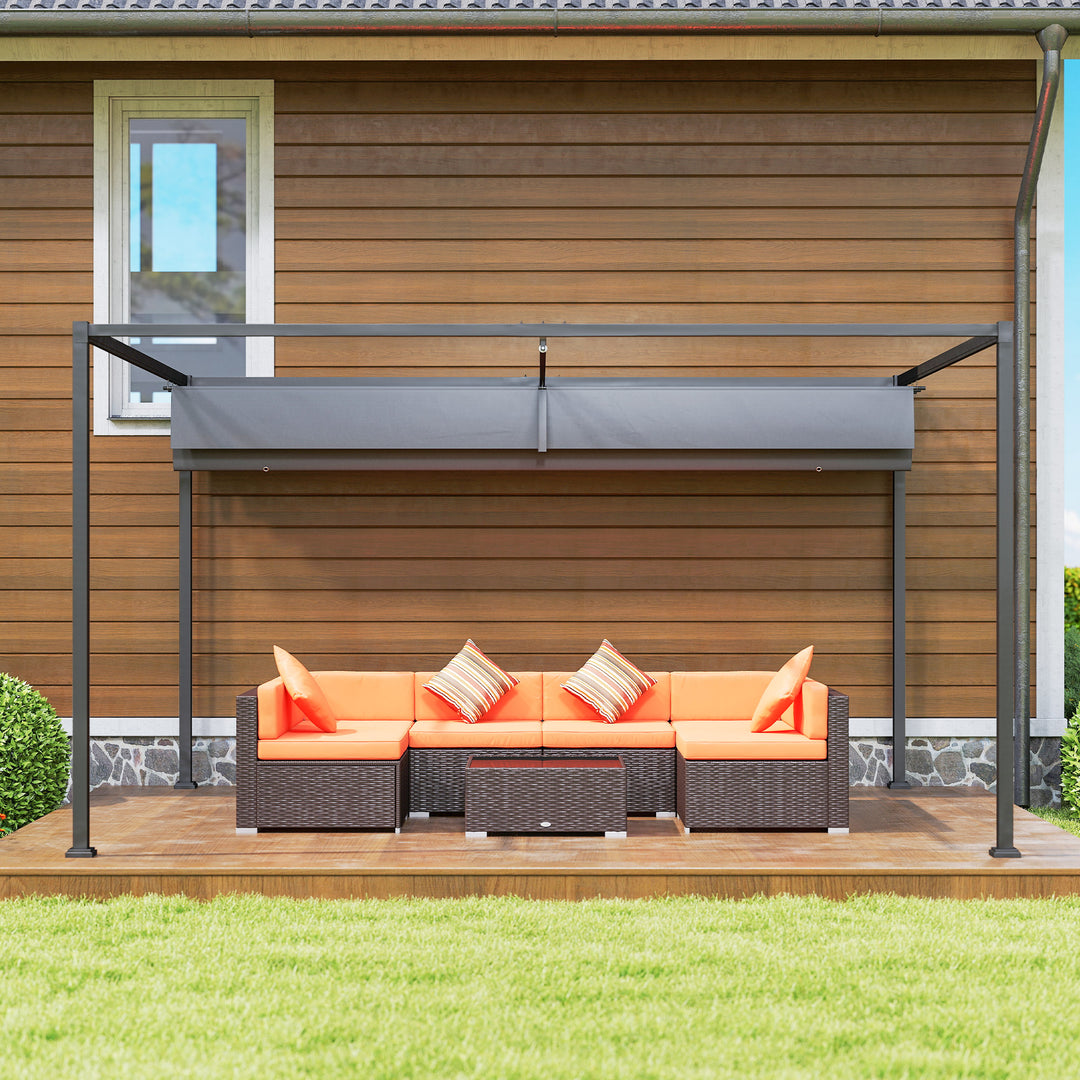 4 x 3(m) Metal Outdoor Pergola with Retractable Roof, Outdoor Gazebo with Drainage Holes for Garden, Patio, Lawn, Grey