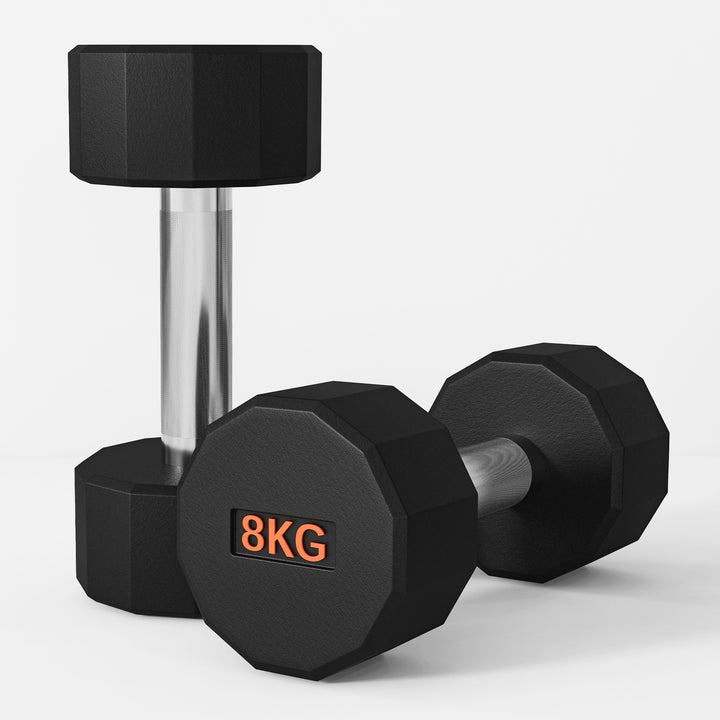 SPORTNOW 2 x 8kg Dumbbells Weights Set with 12-Sided Shape and Non-Slip Grip for Men Women Home Gym Workout