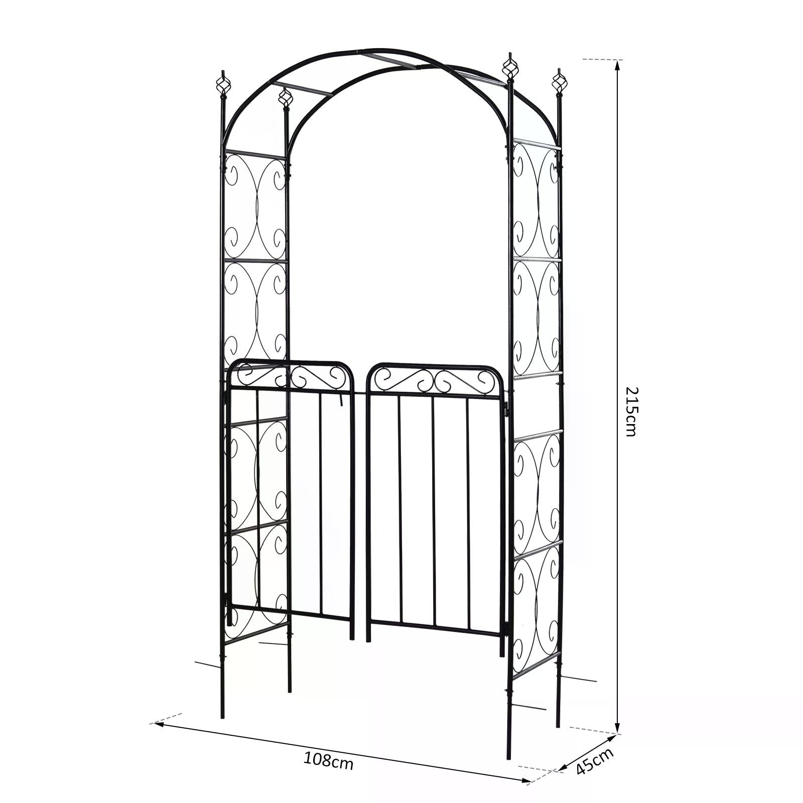 Garden Decorative Metal Arch with Gate Outdoor Patio Trellis Arbor for