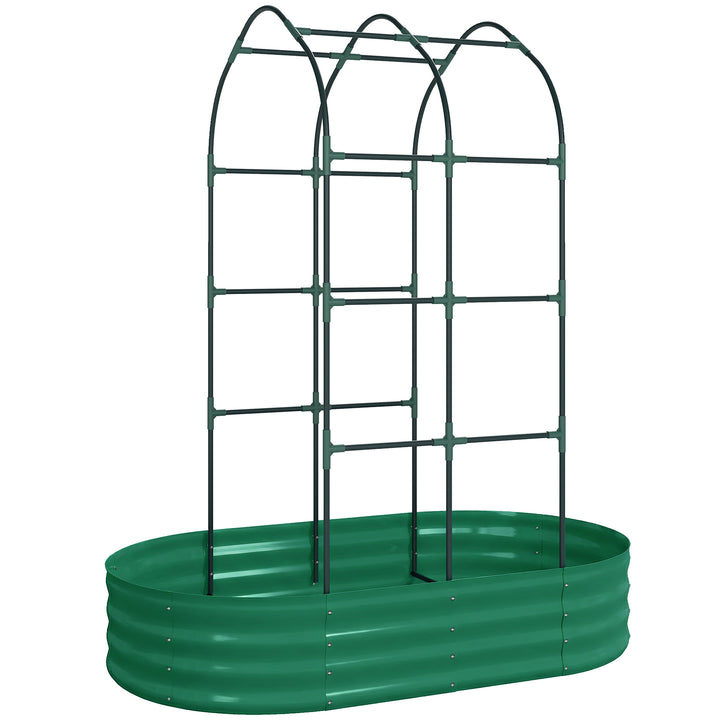Galvanised Raised Garden Bed with Arched Trellis, 5 x 3 x 6ft Metal Ra