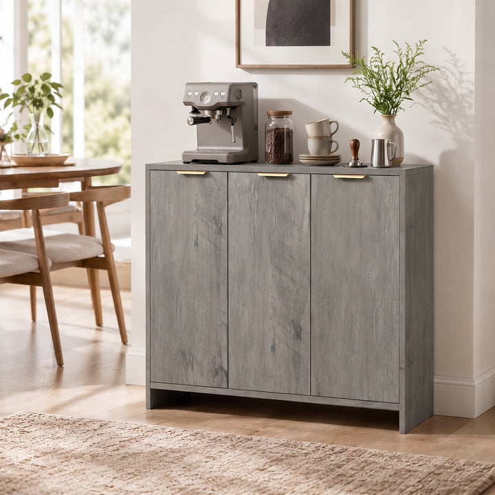 Sideboard Cabinet, Modern Storage Cabinet with 3 Doors and Adjustable 