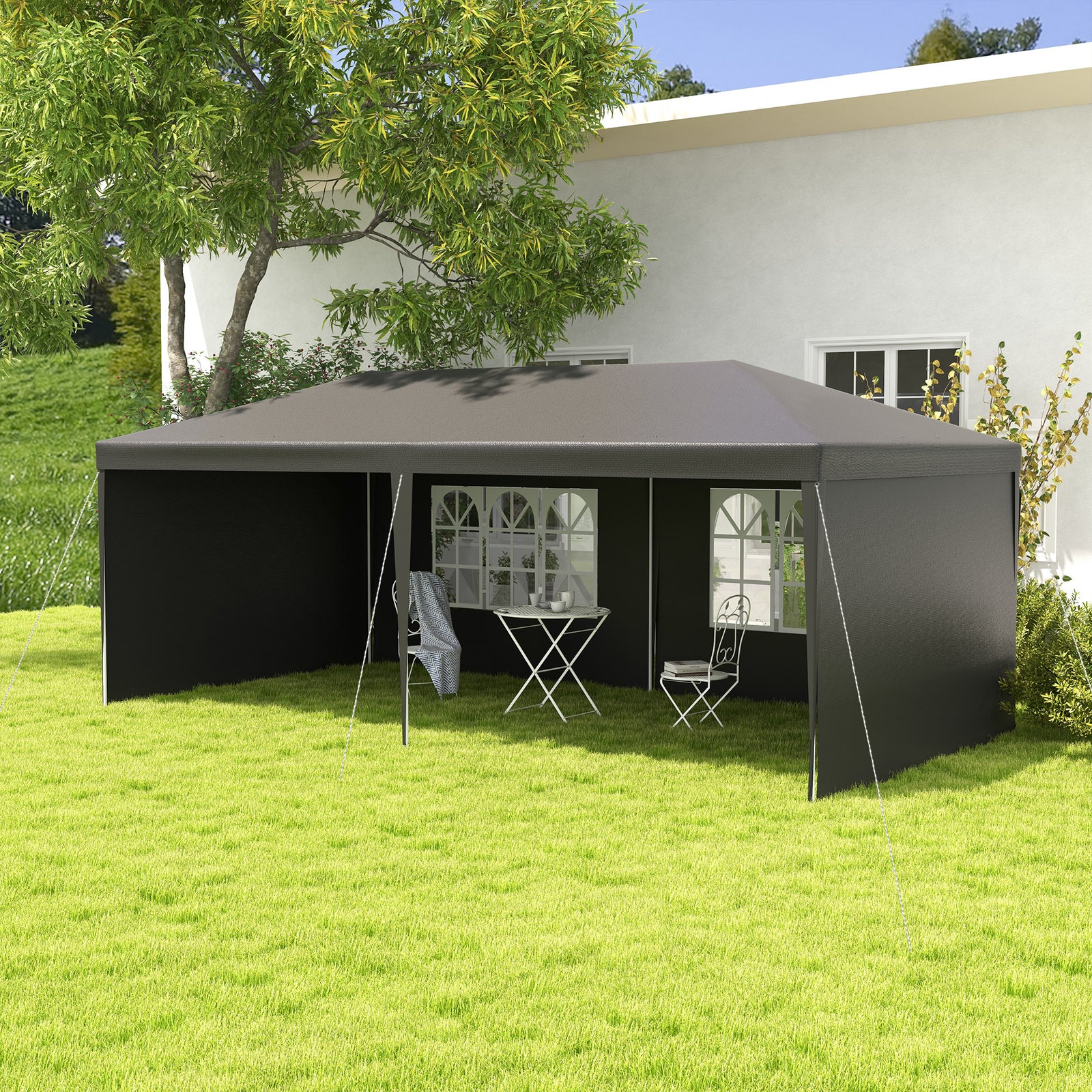 2.95 x 5.83 m Semi-Open Gazebo - Dark Grey