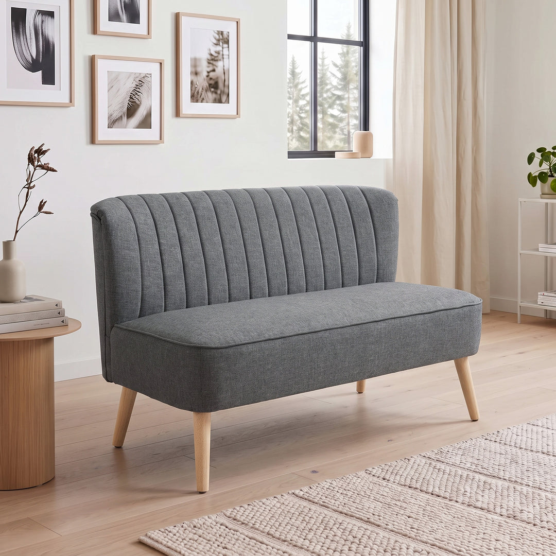 2 Seater Sofa for Living Room, Modern Linen-Look Fabric Couch - view 2