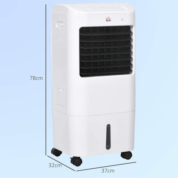 HOMCOM 78cm Portable Evaporative Air Cooler, 3-In-1 Ice Cooling Fan Cooler, Water Conditioner Humidifier Unit w/ Remote, 7.5H Timer | Aosom UK