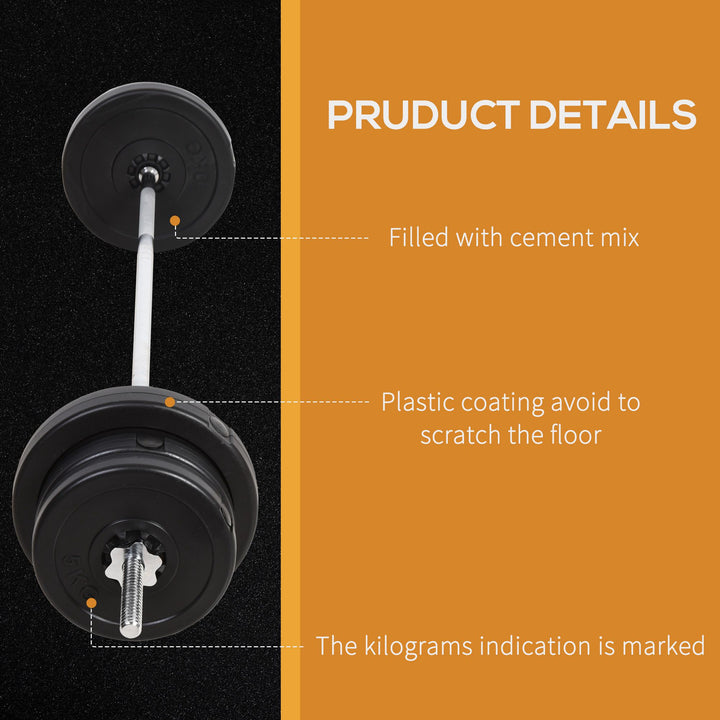 MCL Dumbbell and Barbell Set with 65kg Adjustable Barbell Weights Set, for Home Gym - Black