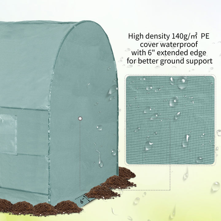 Outsunny Walk-In Greenhouse Reinforced Polytunnel Greenhouse Garden Plants Grow Waterproof Cover Galvanised Base w/ Slide Door, 2.5 x 2 m