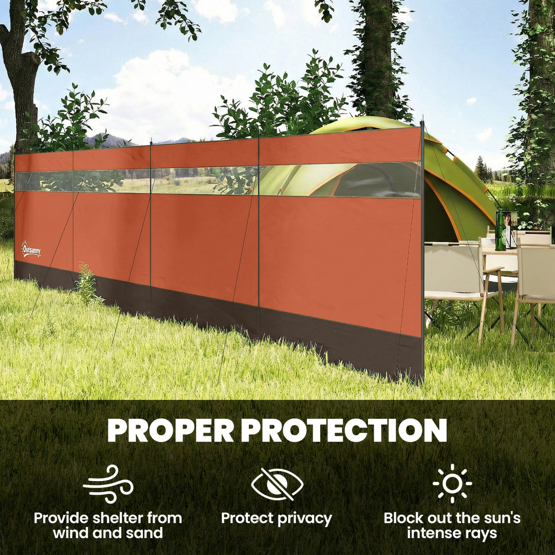 Camping Windbreaker with Clear Windows, Carry Bag and Steel Poles, for