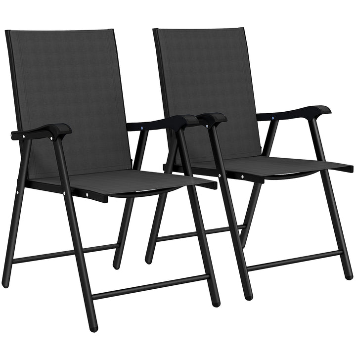 Folding Garden Chairs Set of 2, Foldable Garden Dining Chairs with Hig