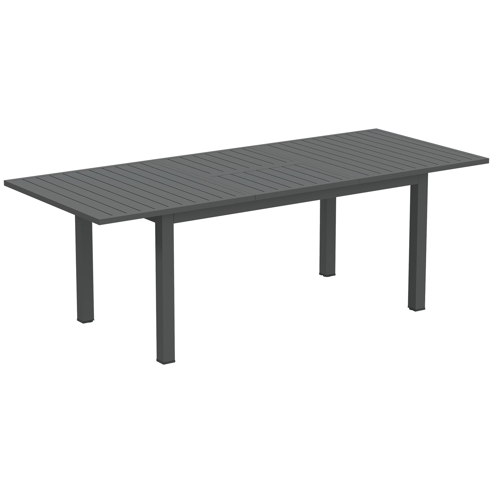 Aluminium Extending Garden Table with Slatted Top for 6-8 Person, 160/220 x 90 x 73 cm, Grey