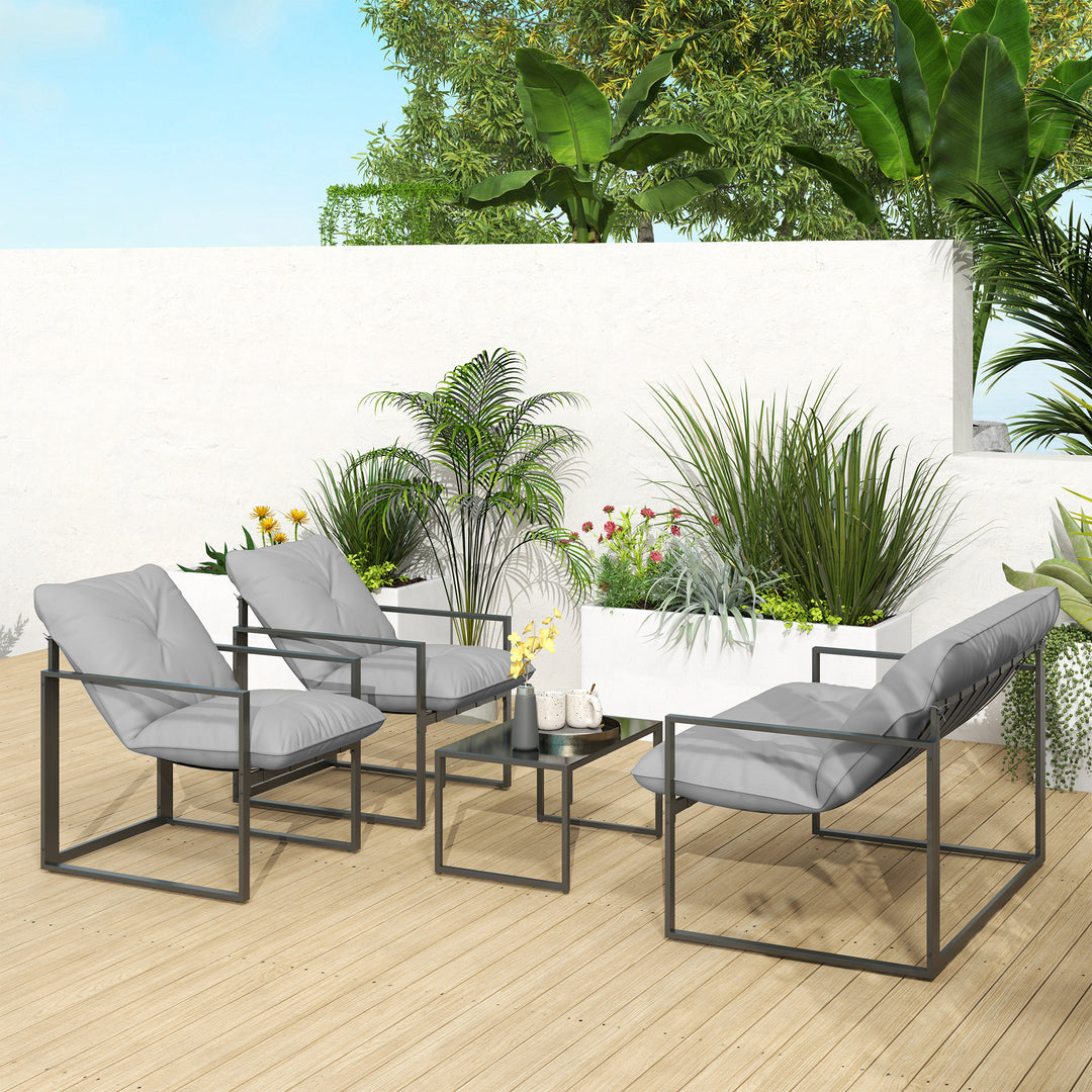 Four-Piece Relaxed Back Garden Dining Set - Black/Light Grey