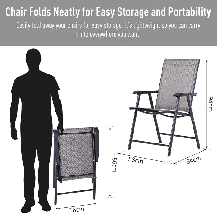 Set of Six Folding Garden Chairs - Grey
