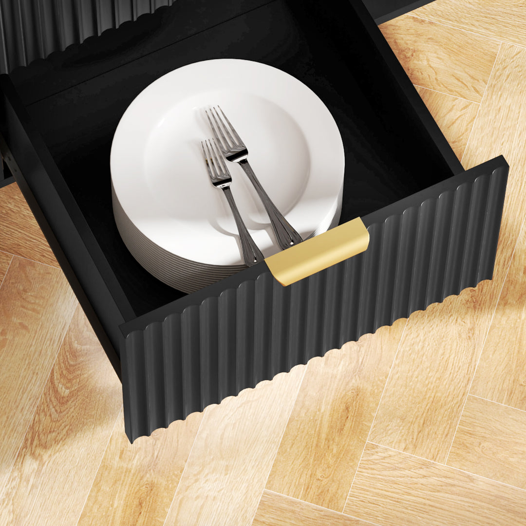 MCL 2-Door Sideboard with 3 Drawers and Adjustable Shelves - Black