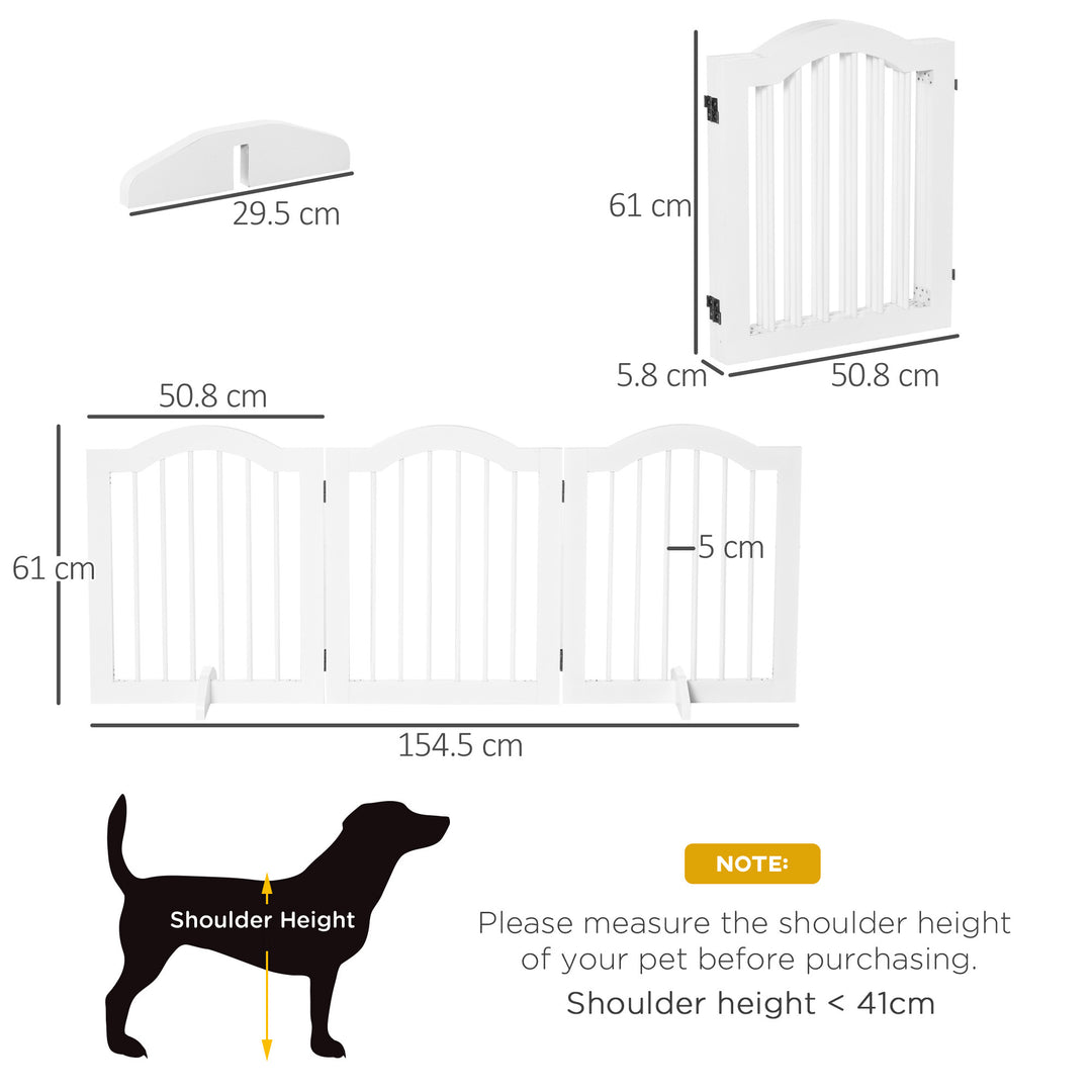 MCL 3 Panels Dog Gate w/ Support Feet Fence Safety Barrier Freestanding Wood White
