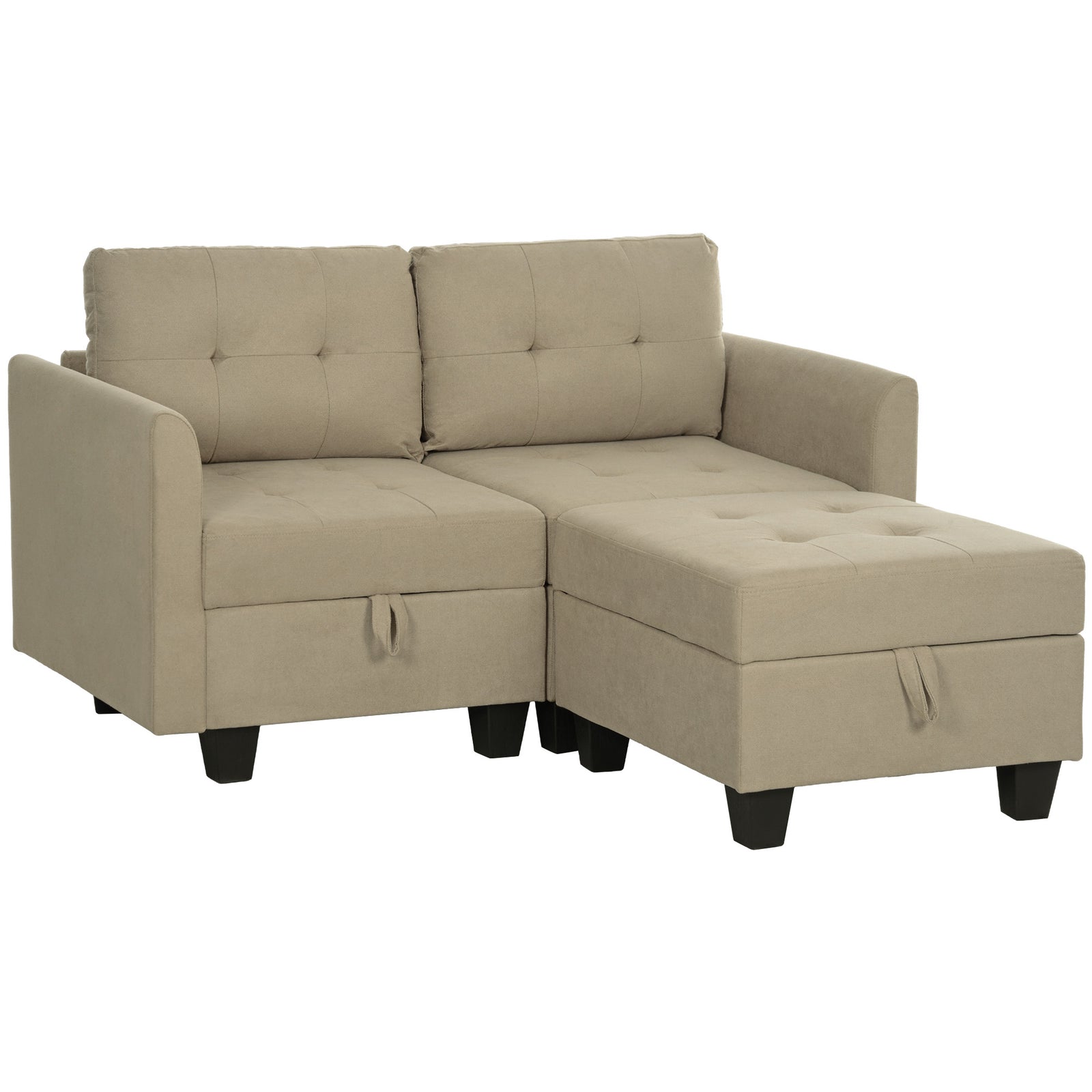 L' Shape Modular Storage Sofa - Light Brown