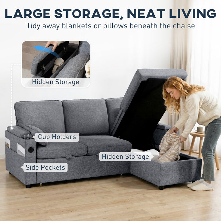 Corner Sofa Bed, L Shaped Sleeper Sectional Sofa with Reversible Stora