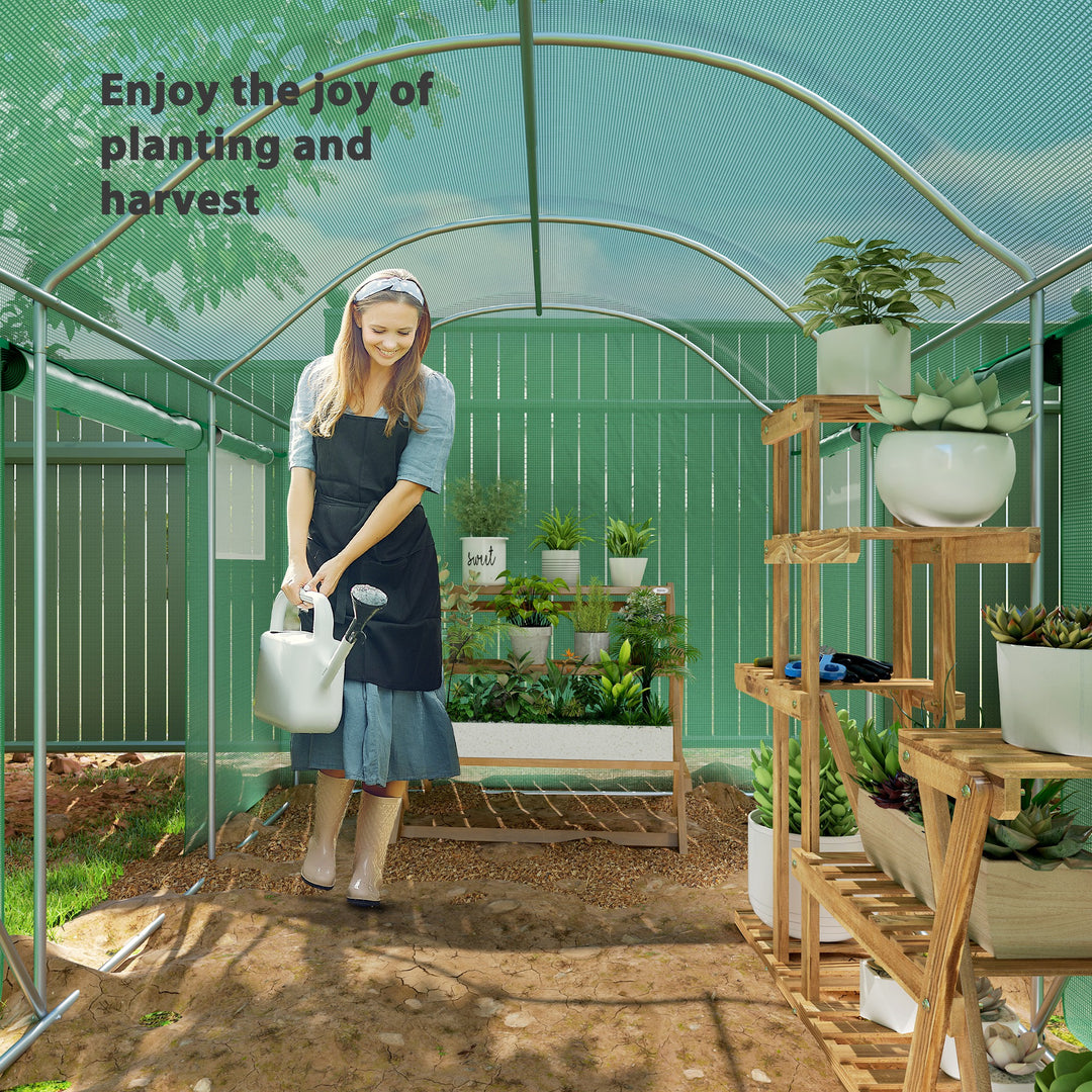 9.8 x 6.6ft Walk-In Polytunnel Greenhouse - Green