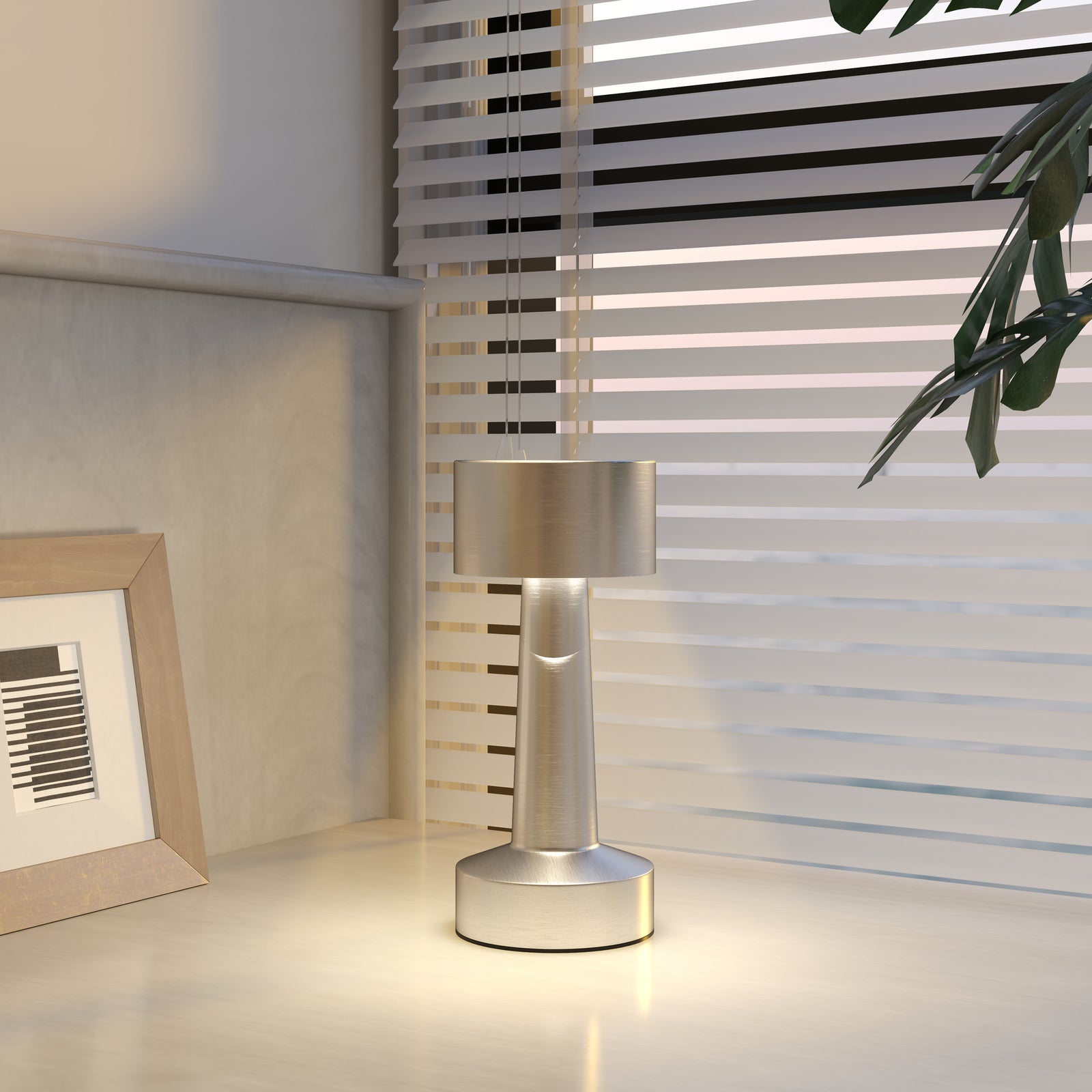 Cordless Table Lamp, Touch LED Desk Lamp with Rechargeable Battery, 3 Colour, for Bedroom Living Room, Silver