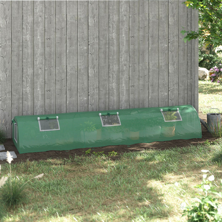 Mini Greenhouse, Portable Tunnel Green House, Green Grow House Steel Frame with 5 Mesh Windows, 3 M, Green