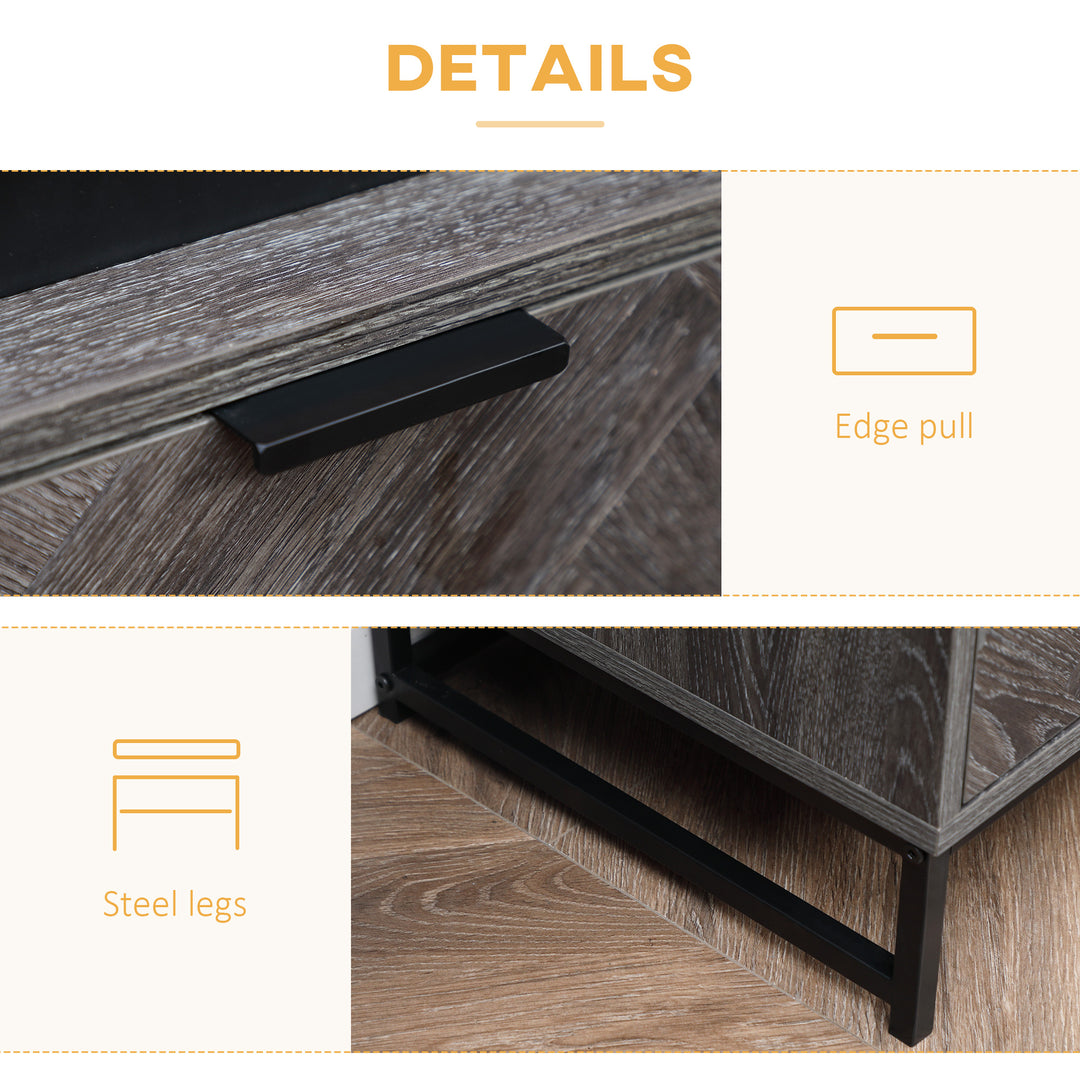 MCL Bedside Table with Drawer and Shelf, Side End Table with Steel Legs for Living Room, Bedroom, Dark Grey