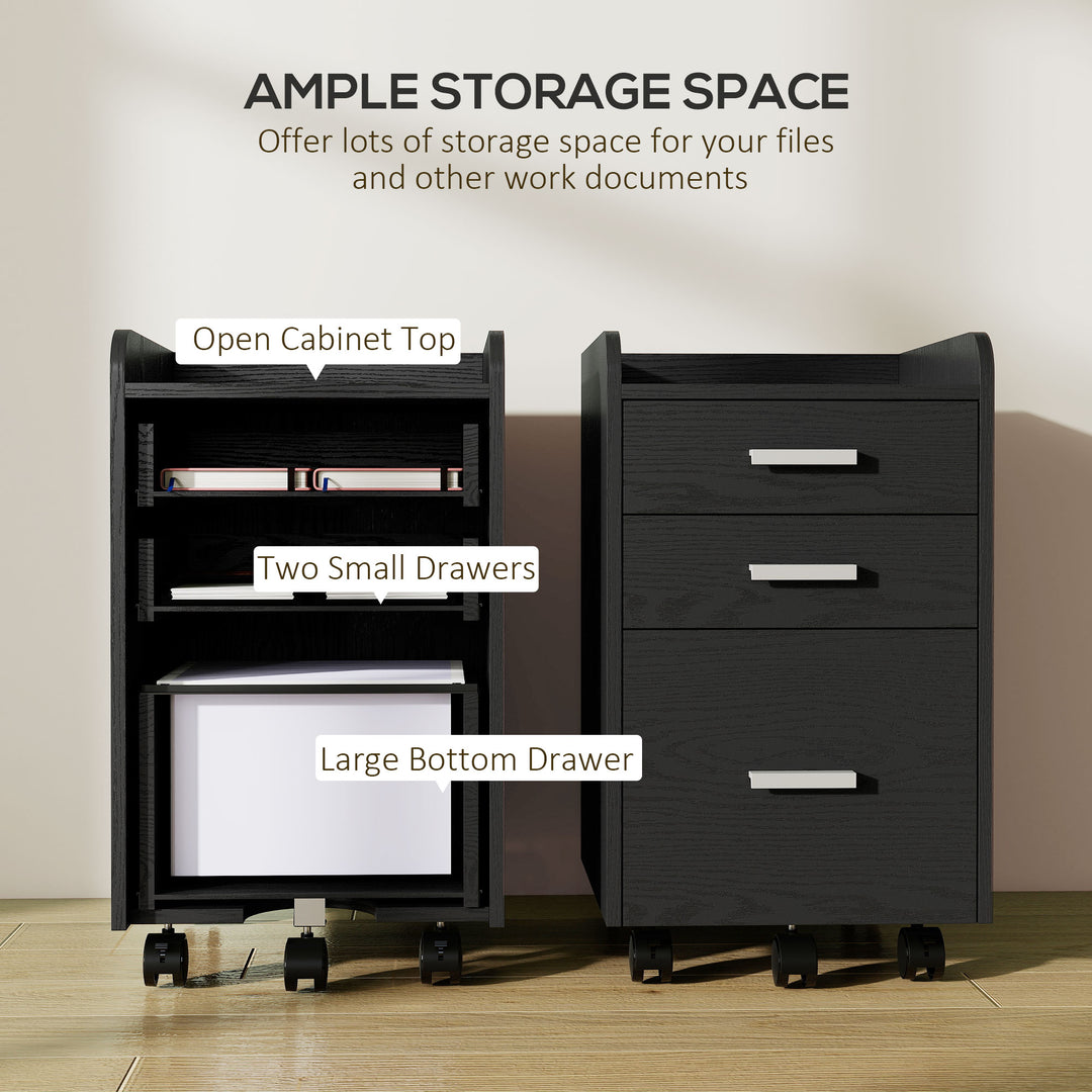 3 Drawer Filing Cabinet, Rolling File Cabinet with Edged Top for Lette