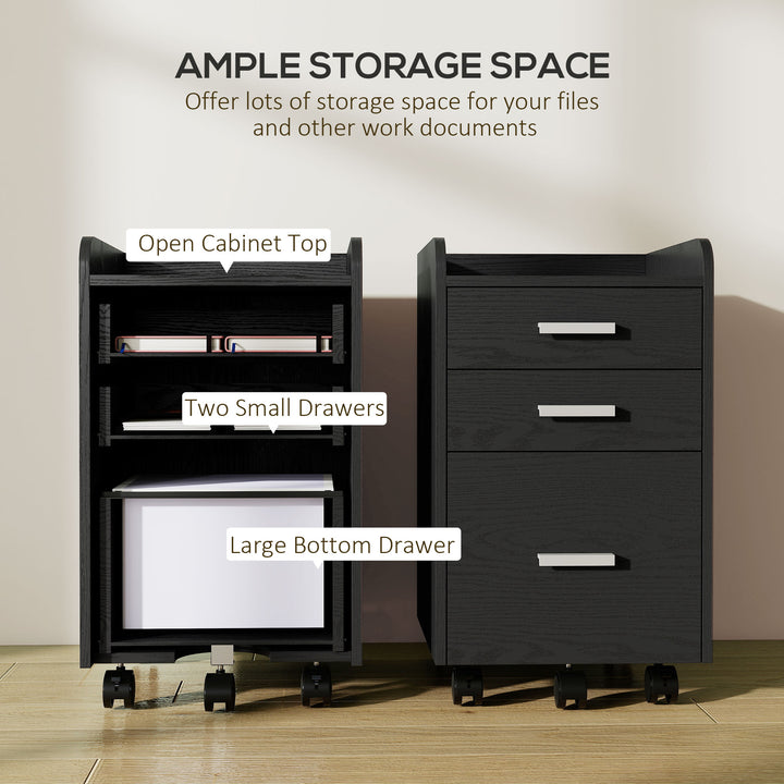 3 Drawer Filing Cabinet, Rolling File Cabinet with Edged Top for Lette