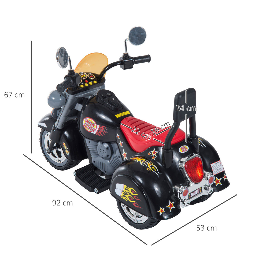 HOMCOM Electric Motorbike for Kids 6V Battery Powered Ride On Motorcycle with Lights and Sounds for 3-6 Years, Black | Aosom UK