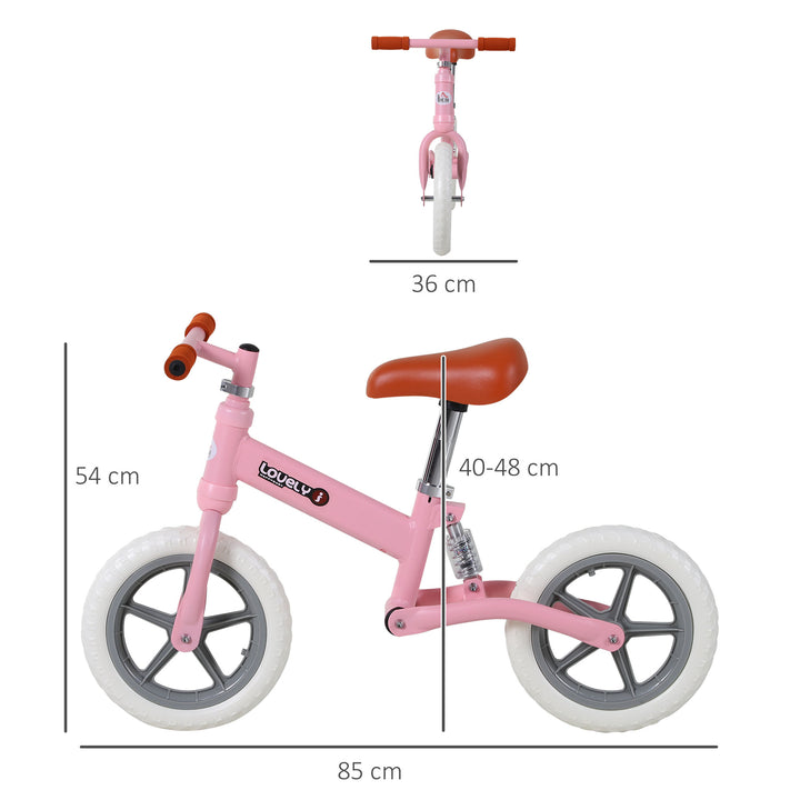 12" Kids Balance Bike No Pedal Bicycle EVA Tire Adjustable Seat Toddler Training Bike W/ Shock Absorber 2 - 5 Years Gift for Boys Girls Pink