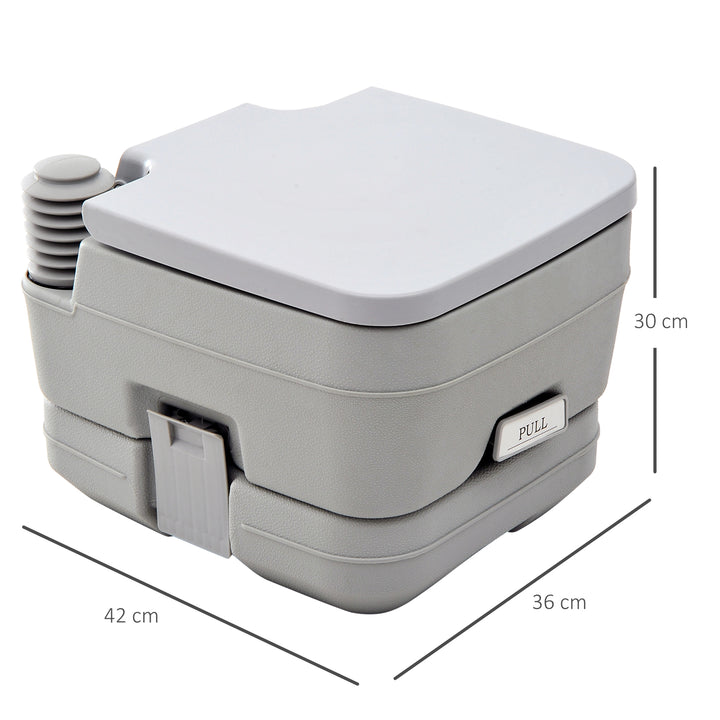 10L Portable Toilet for Adults, Outdoor Camping Toilet with 2 Detachable Tanks & Push-button Operation, Compact Outdoor Travel Potty Loo with Lid, Seat for Fishing, Hiking, Picnic, Grey