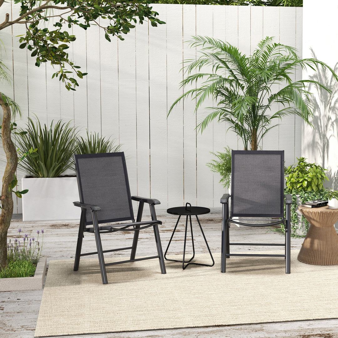 Set of Two Folding Garden Chairs - Dark Grey