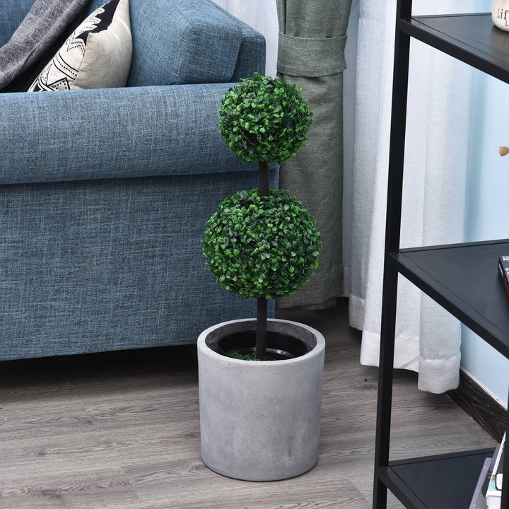 Set of 2 Artificial Boxwood Ball Topiary Trees Potted Decorative Plant Indoor Décor (67cm)