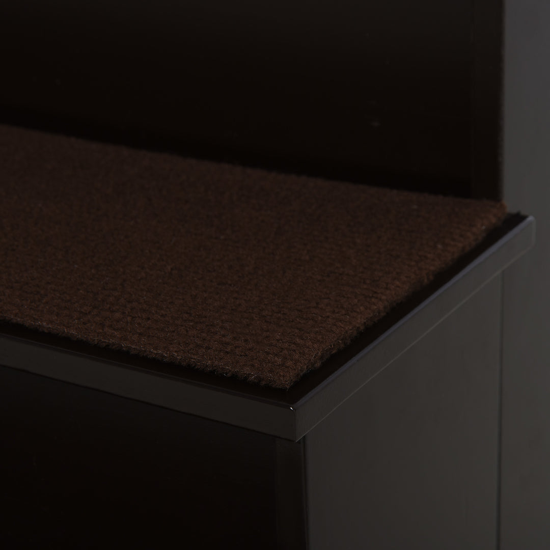 4 Step Wooden Dog Steps Pet Stairs for Dogs, Cat Ladder for Bed Couch with Non-Slip Carpet 40 x 59 x 54.2 cm, Dark brown