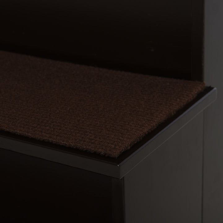 4 Step Wooden Dog Steps Pet Stairs for Dogs, Cat Ladder for Bed Couch with Non-Slip Carpet 40 x 59 x 54.2 cm, Dark brown