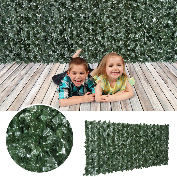 Outsunny Artificial Leaf Screen Panel, 2.4x1 m-Dark Green | Aosom UK