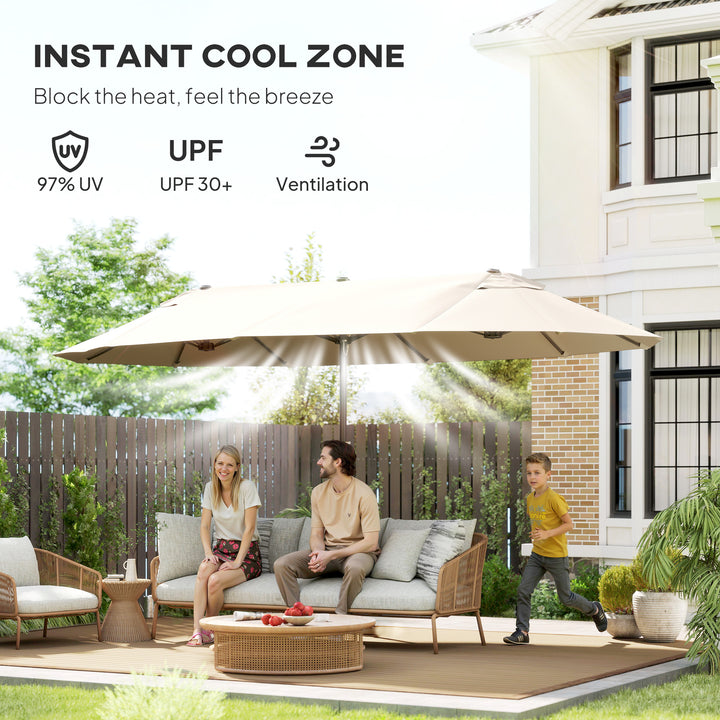 MCL 4.6m Double Garden Parasol - Beige