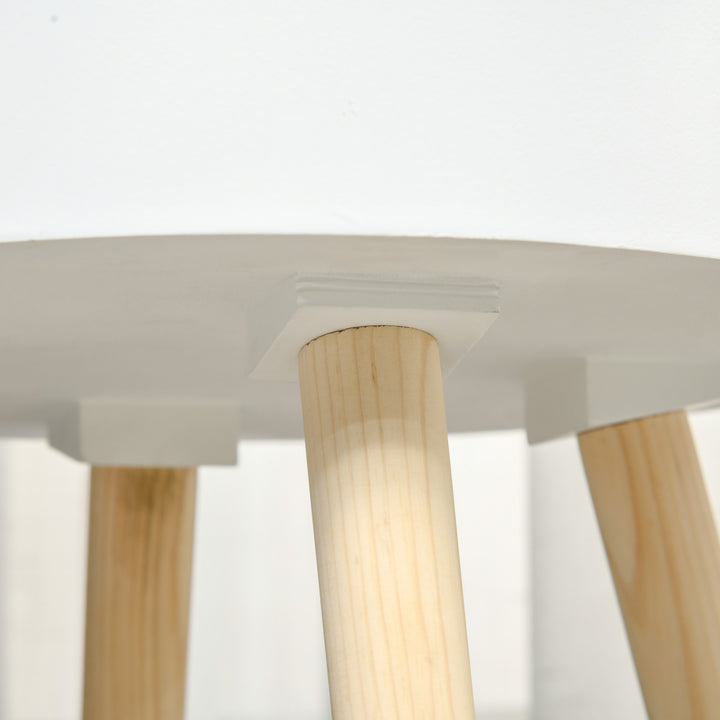 Modern Side Table with Hidden Storage Space, Round Night Stand with Removable Tray Wood Frame End Coffee Table for Living Room, White