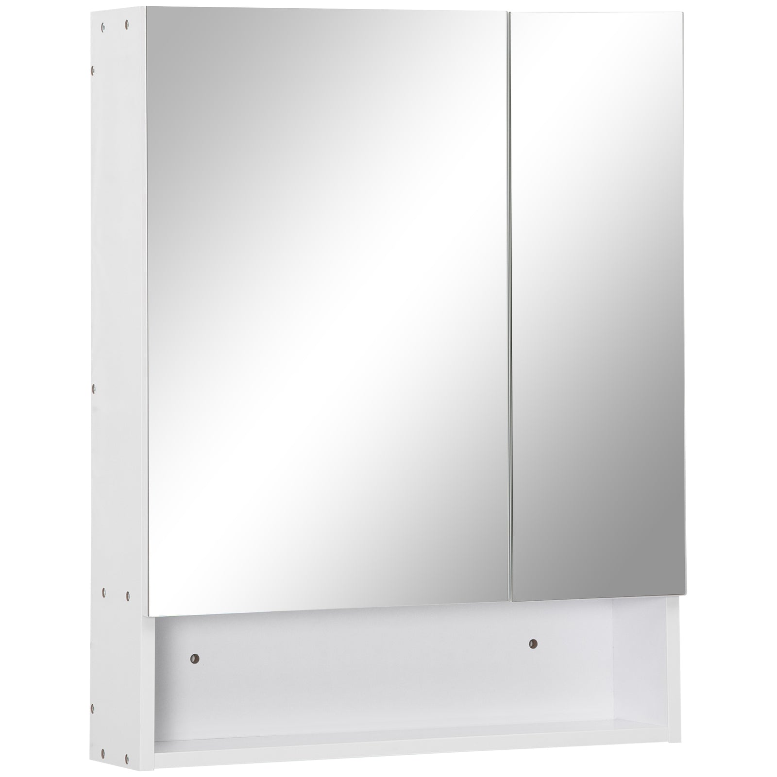 Bathroom Cabinet with Mirror, Wall Mounted Bathroom Mirror Cabinet with Adjustable Shelf, 2 Doors Storage Cupboard, White