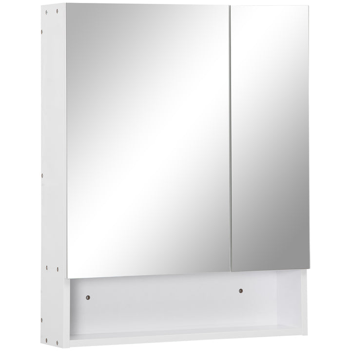 MCL Bathroom Cabinet with Mirror, Wall Mounted Bathroom Mirror Cabinet with Adjustable Shelf, 2 Doors Storage Cupboard, White