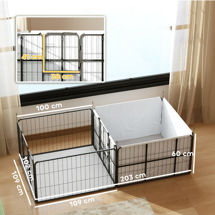 Seven-Panel Dog Whelping Box, Dog Playpen with Washable Whelping Pads, Wind-Resistant Fabric, for Small and Medium Dogs