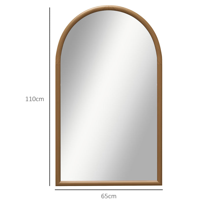 110 x 65cm Wooden Arched Mirror - Natural Finish
