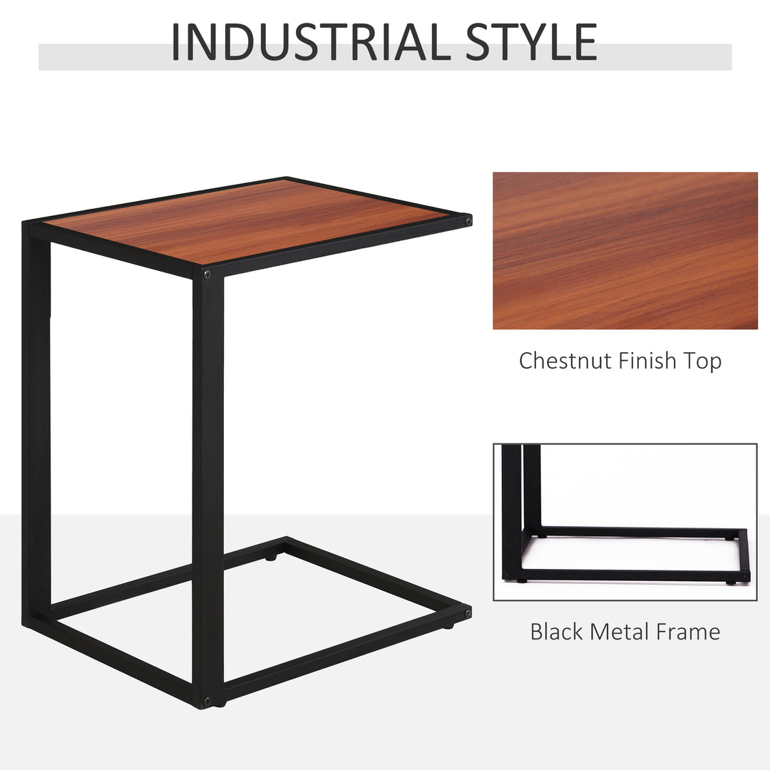 MCL C-Shaped Side Table, Sofa End Table with Metal Frame, Accent Couch Table for Living room, Bedroom, Walnut and Black