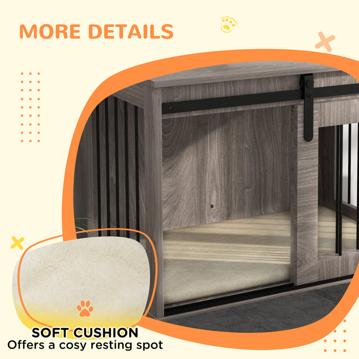 Dog Crate Furniture with Removable Cushion for Medium Dogs, 80 x 54 x 57cm - Brown