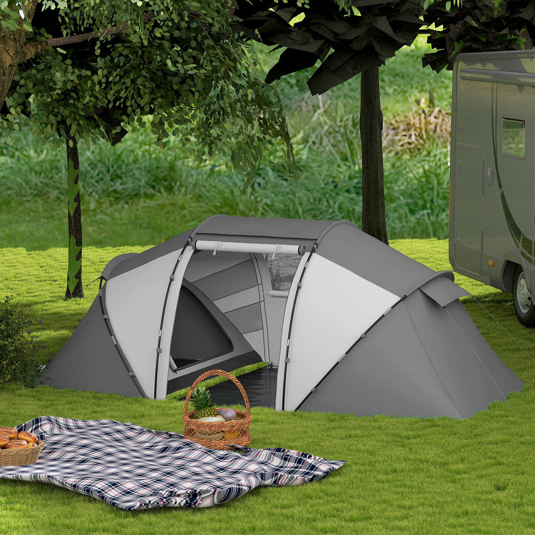 4-6 Man UV Protection Camping Tent - Charcoal Grey and White